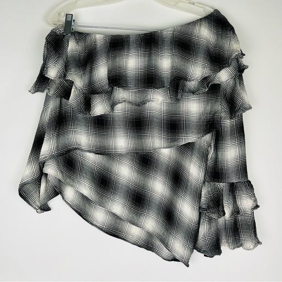 Alice + Olivia Hilaria Plaid Ruffle One Shoulder Blouse - Picture 5 of 8